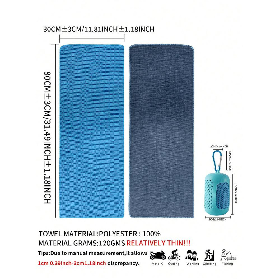 Kühltuch für Sport und Outdoor-Aktivitäten, schweißabsorbierend und schnelltrocknend, Sky Blue, Breite: 30 cm, Tiefe: 80 cm - Bild 2