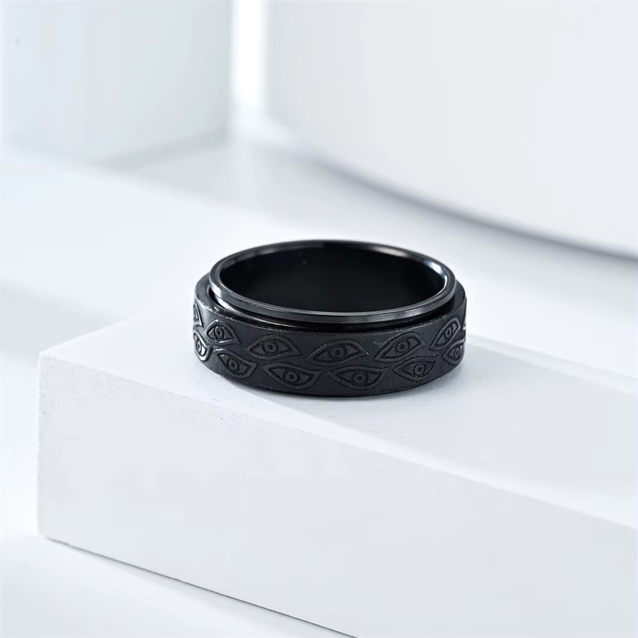 sasusp Spinner Ring Edelstahl, Schwarz, Herren - Bild 2