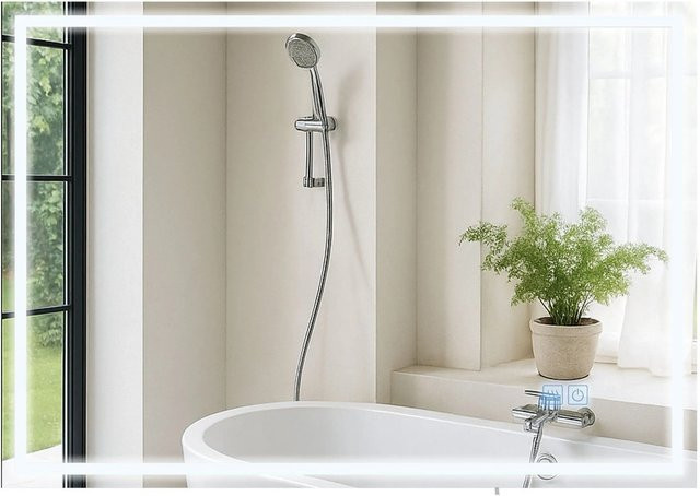 DELUKE Badspiegel GRAZ Wandspiegel mit Bluetooth aus Klarglas, B: 70 cm, H: 100 cm, T: 3,5 cm - Bild 1