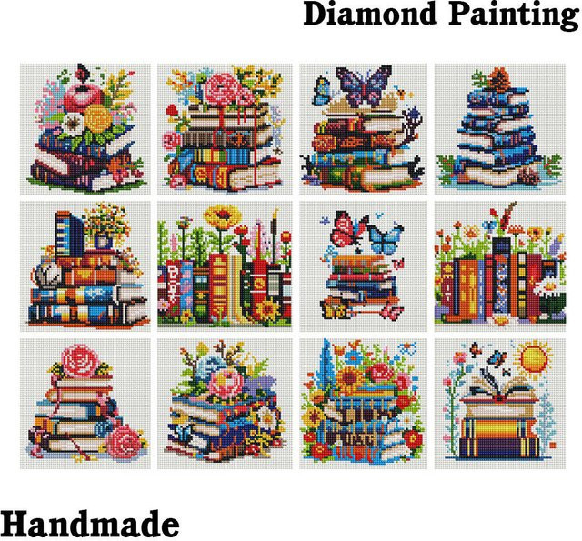 Huacan 12er Set 5D Diamantmalerei Mosaik mit quadratischen Steinen in Multicolor für Wanddeko und DIY-Projekte - Bild 1