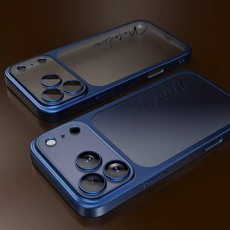 Personalisierte Handyhülle mit Signatur-Namen aus mattiertem Hart-PC für iPhone 18 17 16 15 14 13 12 Pro Max in Blau - Bild 2