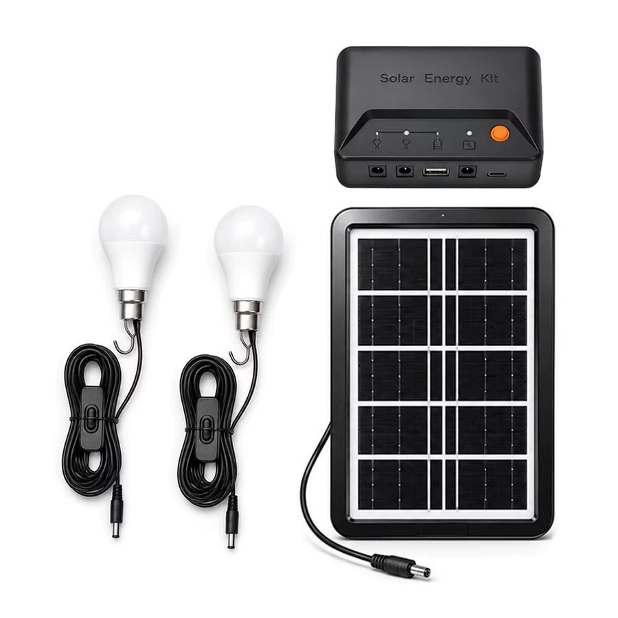 Grennova Tragbares Solar-Beleuchtungsset mit LED-Glühbirnen, USB-Ladegerät und 2 unabhängigen Schaltern, Cool White - Bild 7