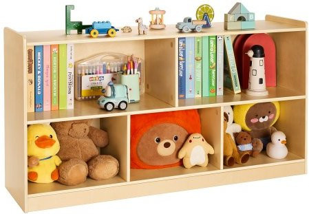 VEVOR Montessori Kinderregal aus Holz als Spielzeugschrank mit 5 Fächern, Braun, Breite: 114 cm - Bild 1