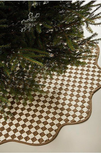 Jotex LYRA runder Baumwollteppich mit geometrischem Blossom-Design in Braun und Beige, Durchmesser: 125 cm - Bild 1