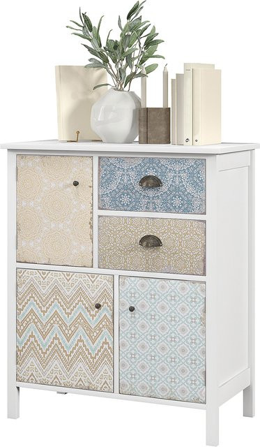 HOMCOM Aufbewahrungsschrank Kommode mit 2 Schubladen und 3 Fächern in Weiß, B/T/H: 68 x 34 x 80 cm - Bild 1