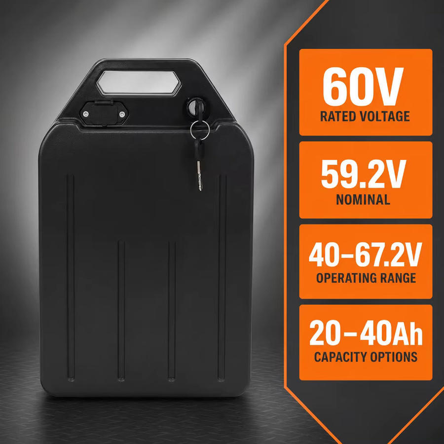 Ddadache Lithium-Ionen-Akkupack 60V 30Ah 1800Wh in Schwarz, Wasserdichter Akku mit 18650 Zellen für Elektroroller und Motorrad - Bild 3