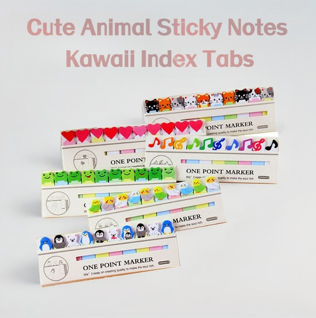 Kawaii Tier-Haftnotizen und Mini-Index-Tabs in Mehrfarbig für Schule, Büro und Tagebuch - Bild 1
