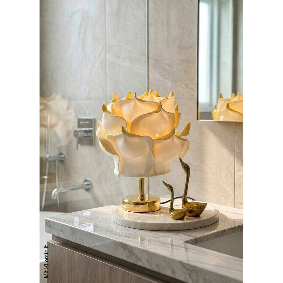 Opviq Tischleuchte aus Metall in Gold, modern und organisch, B/H/T: 24 x 30 x 24 cm - Bild 2