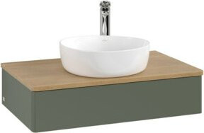 V&B Waschtischunterschrank Antao ohne Frontstruktur in Eiche Honig lackiert, B/T/H: 80 x 50 x 19 cm - Bild 1