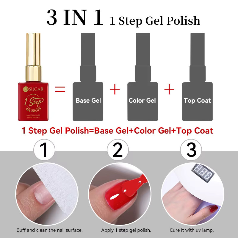 UR SUGAR 1-Stufen-Gel-Nagellack, 15 ml, rot, rosa, glänzend - Bild 4