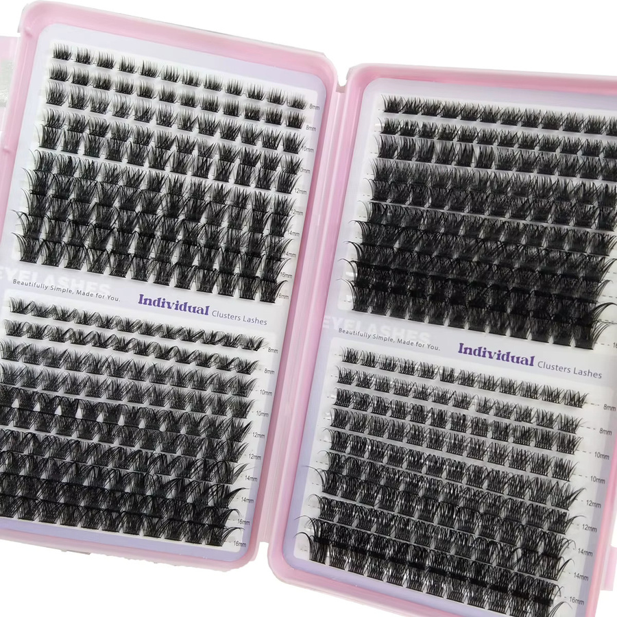 640 Wimpern Cluster D Curl Mix, 3D Wispy, Black, Unisex - Bild 4
