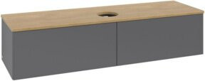 Villeroy & Boch Antao Waschtischunterschrank mit Beleuchtung, Eiche Honig, Anthrazit lackiert, B/T: 160 x 50 cm - Bild 1