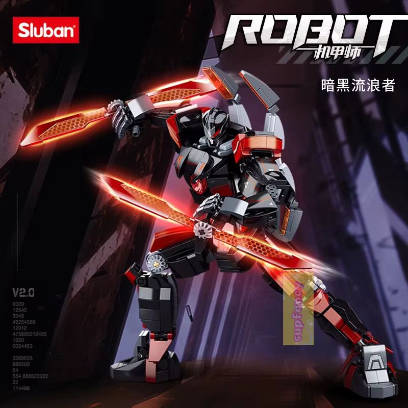 Sluban Schwarz-Roter Mecha-Roboter, Konstruktionsspielzeug - Bild 4