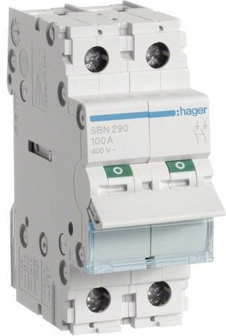 Hager Ausschalter 2polig 100A 2 Schließer 400V SBN290 Weiß - Bild 1