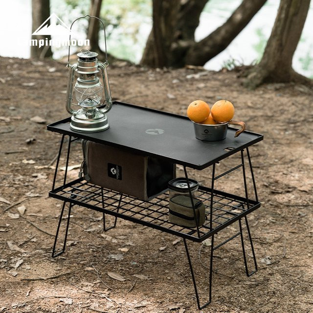 MOUNTAINHIKER Klappbarer Campingtisch aus Aluminiumlegierung in Schwarz, rechteckiger Outdoor-Tisch mit mattem Metallfinish - Bild 1