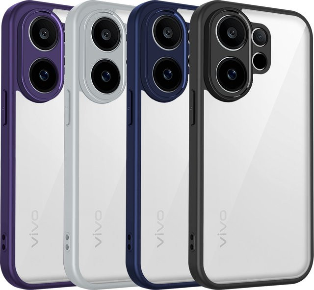 Silikon Handyhülle für Vivo V60, Vivo V60e und Vivo T4 Pro mit Luftpolster und matter Rückseite in Transparent und Blau - Bild 1