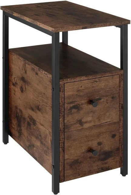 tectake Nachttisch im Industrial Style mit 2 Ablagen und 2 Schubladen, braun, B: 49,5 cm, T: 30 cm, H: 61,5 cm - Bild 2
