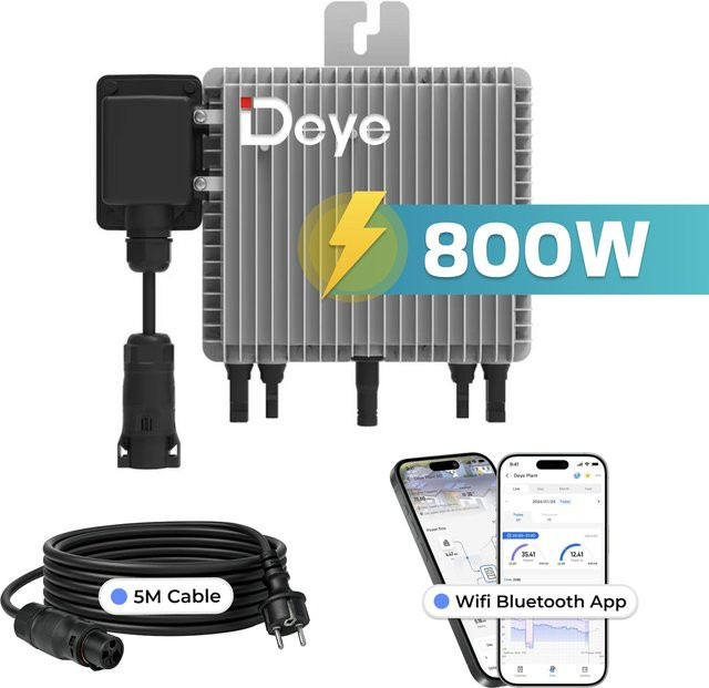 DEYE Mikro-Wechselrichter 800 W SUN-M80G4-EU-Q0 in Grau für Balkonkraftwerke mit 2 MPPT und WIFI - Bild 1