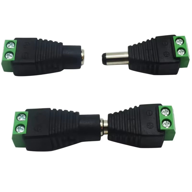 5 Stück DC-Stromanschluss-Adapter Set mit männlichen und weiblichen Steckern 2,1 mm x 5,5 mm in Schwarz für CCTV-Kameras und LED-Streifen - Bild 3
