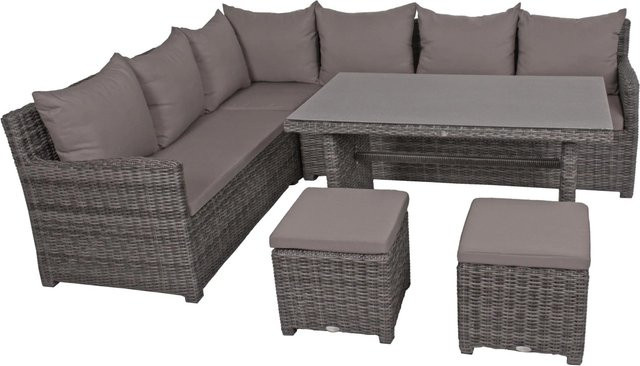 DELUKE Gartenloungeset VIKTOR Eckgruppe aus Aluminium und Kunststoff in Dunkelgrau - Bild 1