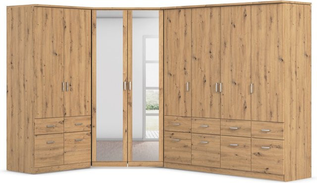 RAUCH Eckschrank Bremen Blue 8-türig in Eiche Artisan Braun mit Spiegel und Schubladen für dein Schlafzimmer B/T/H: 208 x 371,89 x 58 cm - Bild 1