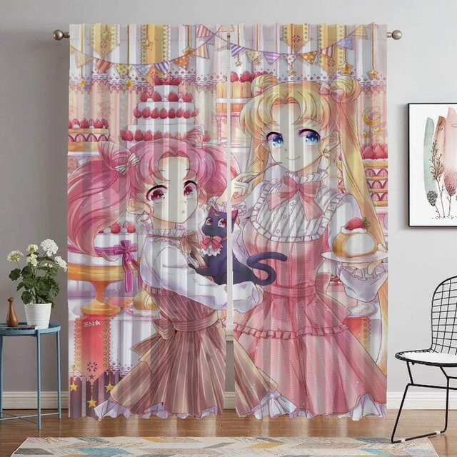 Yiran Furniture Partition Chibiusa Moderne Vorhänge aus Polyester, 2 Stück, Farbe: Pink, B: 60 cm, H: 90 cm - Bild 1