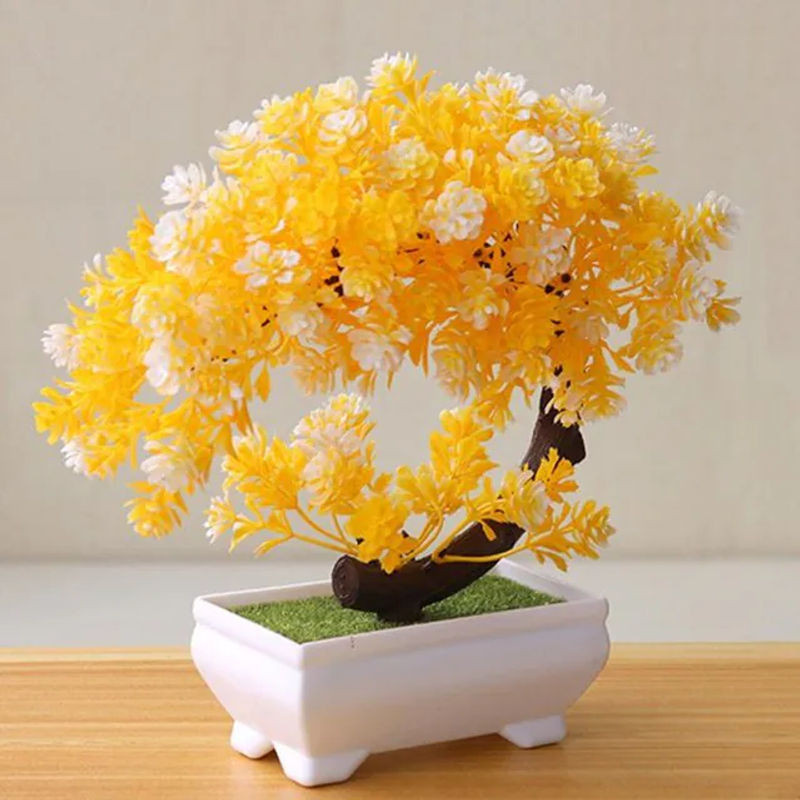 Künstliche Bonsai Topfpflanze von BABY YOU in Gelb zur Dekoration - Bild 1