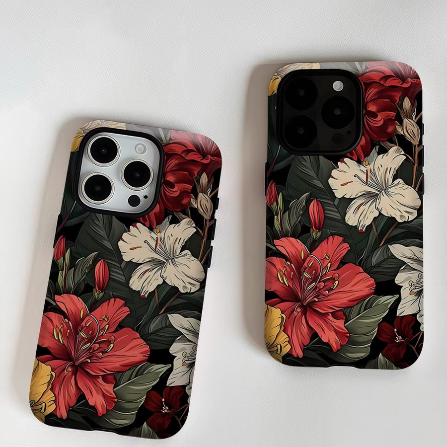 Aurea Case Matte Bumper MagSafe Schutzhülle für iPhone mit Vintage Hibiskus-Blüten-Design in Multicolour - Bild 6