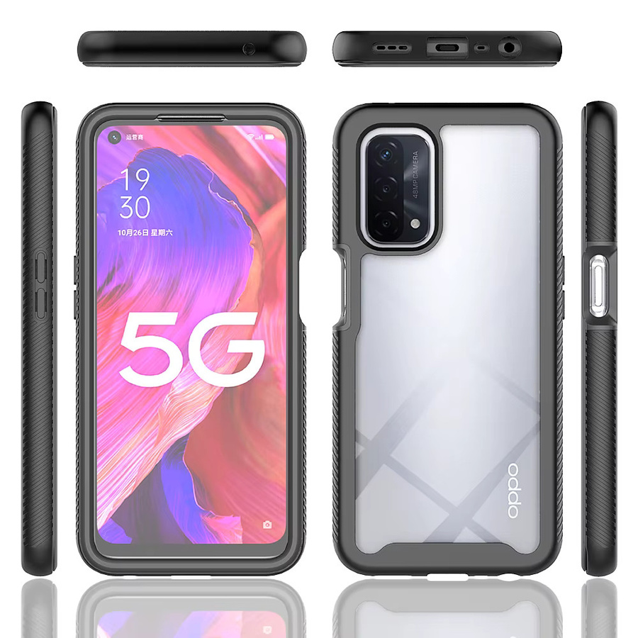Kumonkey Stoßfeste Schutzhülle mit integriertem Displayschutz für OPPO A54 5G, A74 5G, A57 5G, A77 5G, A57S in Transparent und Schwarz - Bild 2