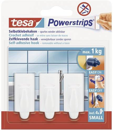 TESA Powerstrips Klebehaken Small Trend in Weiß, 3 Stück - Bild 1