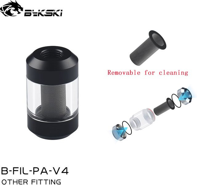 Bykski Doppel-G1/4 Metall und Acryl Filter Wassersystem mit Doppelspiral-Metallfilter-Verbinder in Silber - Bild 1