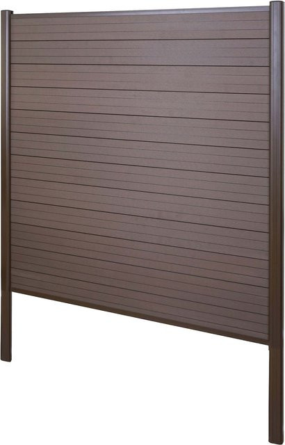 MCW WPC-Sichtschutz Savoie Windschutz Zaun mit Alu-Pfosten zum Einbetonieren, Basiselement, braun, Höhe: 190 cm - Bild 1