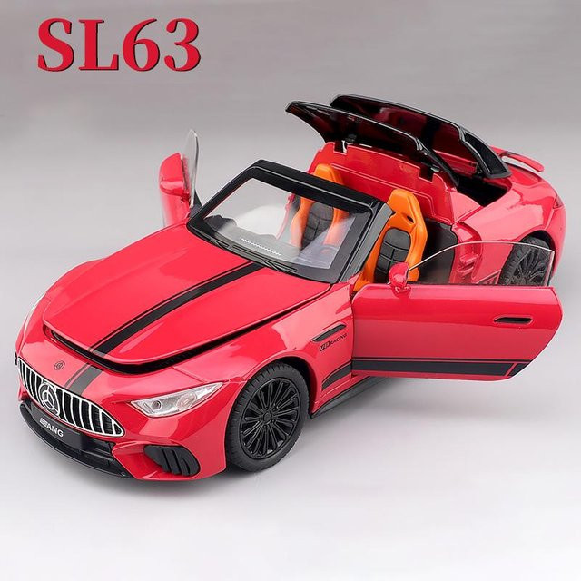Benzs SL63 Supercar, Spielzeugauto Modell, 1:22, Metall, rot, mit Sound und Licht - Bild 1