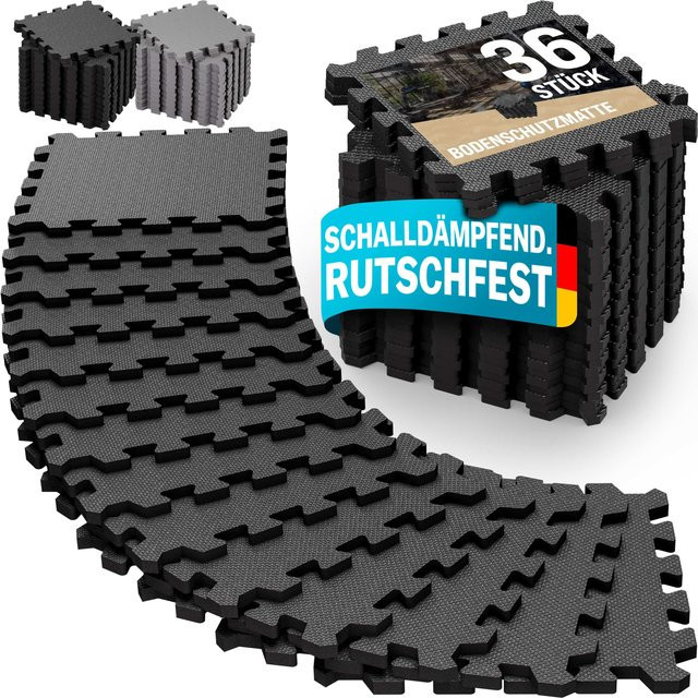 MONZANA Bodenschutz-Puzzlematten 36er-Set Schwarz B/T/H: 175 x 175 x 1 cm - Bild 1