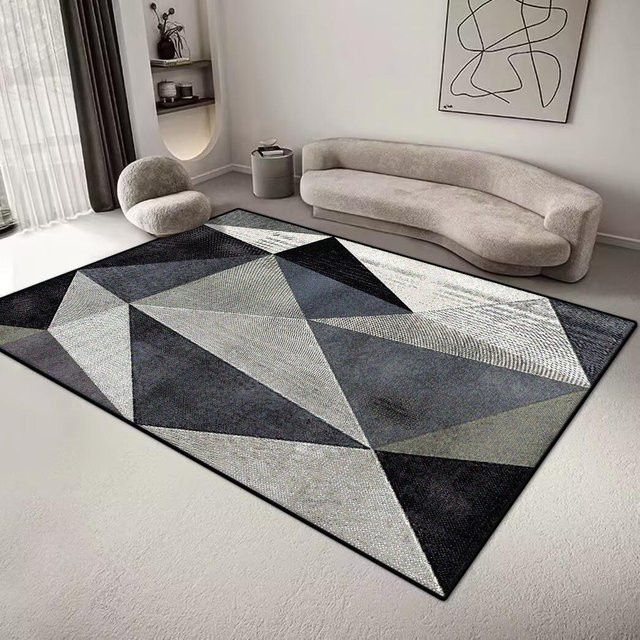 Geometrischer Teppich HGHT in Grau im modernen nordischen Stil, rutschfest und waschbar, B/T: 200 x 300 cm - Bild 1