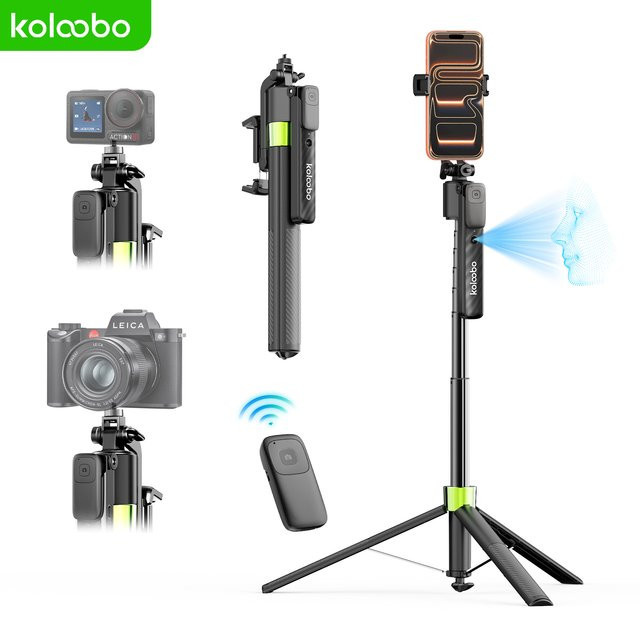 CrownQu AI-Tracking-Gimbal-Ständer mit Bluetooth-Fernbedienung und 1/4-Zoll-Schraube in Schwarz für Smartphone, iPhone und Kamera - Bild 1