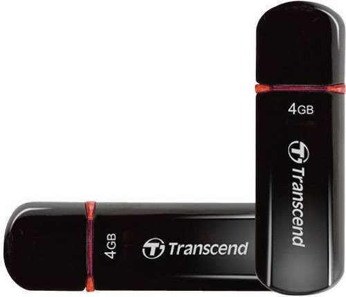 Transcend JetFlash 600 USB-Stick 4GB USB 2.0 Schwarz Transparent - Bild 1