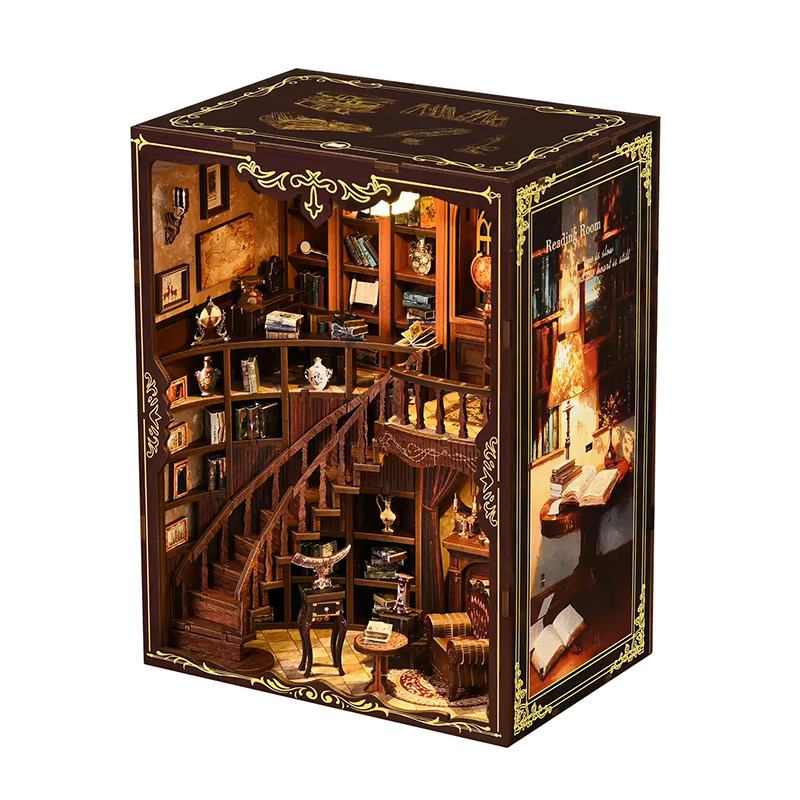 Battoom DIY 3D Holz-Buchnischen-Bausatz, Puzzle-Miniatur, Holz - Bild 2