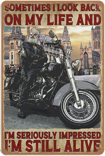 MATLPATS Retro-Blechschild Motorrad Motiv Metallschild Wanddeko Mehrfarbig Breite: 20,0 cm, Höhe: 14,0 cm - Bild 1