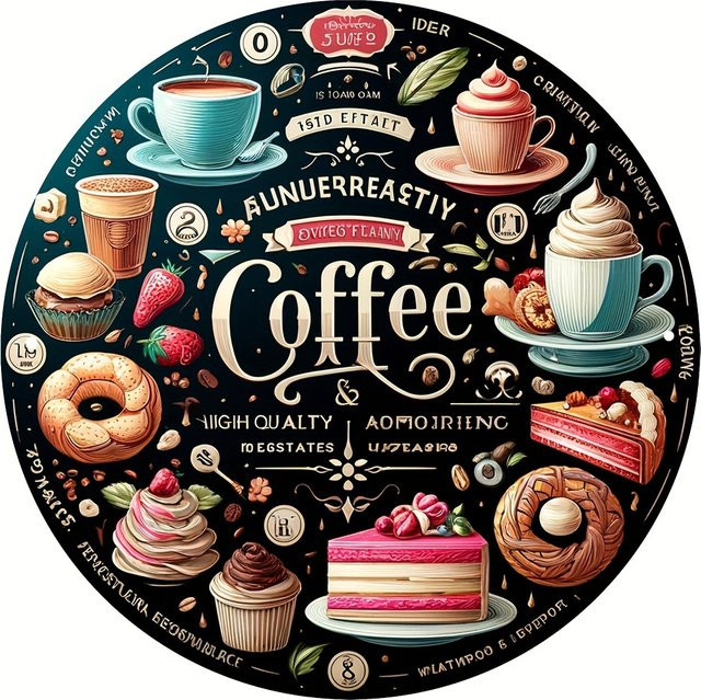 Potdemiel Metallschild Kaffee und Dessert Retro Wandkunst, B/H: 20,3 x 20,3 cm, Mehrfarbig - Bild 1