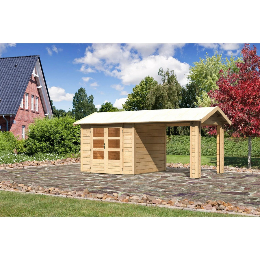 Karibu Holz-Gartenhaus Timra mit Satteldach in Braun, B/T/H: 244 x 240 x 242 cm - Bild 2