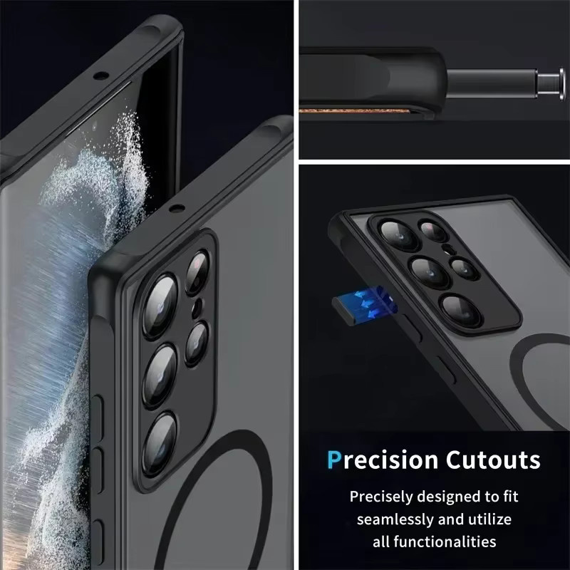Magnetische Handyhülle mit Linsenschutz und Stoßfestem Cover für Samsung Galaxy S26 S25 S24 S23 Ultra Plus FE in Schwarz und Blau mit kabellosem Laden - Bild 3