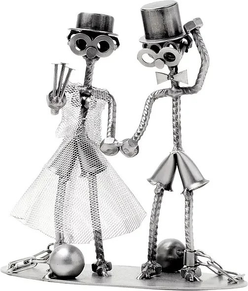 Hinz & Kunst Deko-Paar Brautpaar aus Metall in Silber als Hochzeitsgeschenk - Bild 1