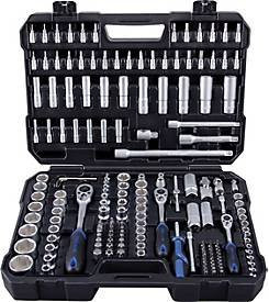 Projahn Werkzeugkoffer PROFICRAFT, 182-teilig, Chrome Vanadium, 1/4 Zoll + 3/8 Zoll + 1/2 Zoll Antrieb, 48-Zahn-Knarren, Kunststoffkoffer, Mehrfarbig - Bild 1