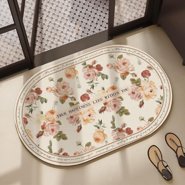 Schnell trocknende und rutschfeste Kieselgur-Fußmatte für Badezimmer und Toilette, Farbe: Grau, B/L: 40 x 60 cm - Bild 1