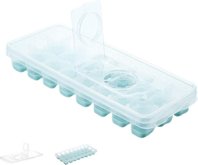 TOMTOP JMS Eiswürfelform aus Silikon mit Deckel, 24 Gitter, weiß, auslaufsicher und luftdicht verschließbar - Bild 1