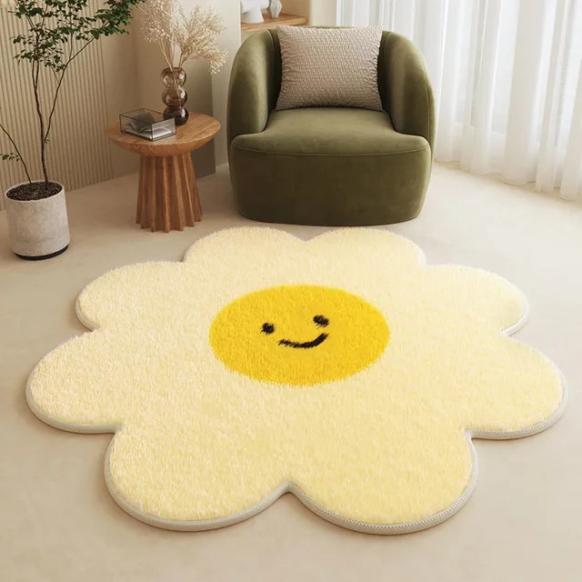VIKAMA Weicher Plüsch-Teppich mit Blumenmuster aus Kaschmirimitat - Bild 1