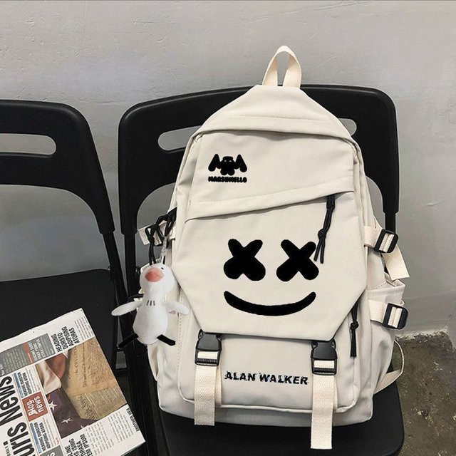 3-teiliges Schulrucksack-Set für Schüler in Weiß aus Oxford-Stoff mit Federmäppchen und Schultergurt - Bild 1
