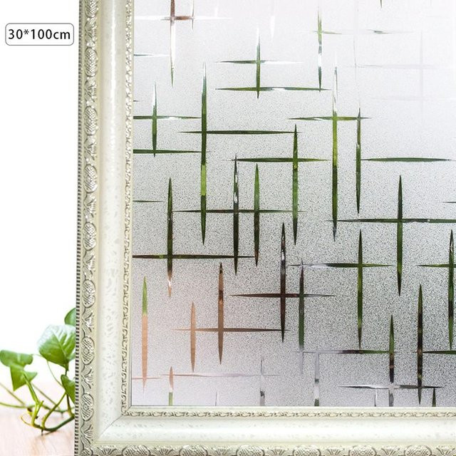 Houspace Fensterfolie mattiert grau, selbstklebende statische Folie für das Badezimmer, Breite: 30 cm, Höhe: 100 cm - Bild 1