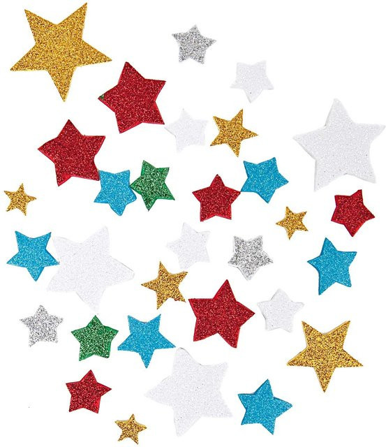 Rico Design Moosgummi Sterne mit Glitter Effekt selbstklebend - Bild 1